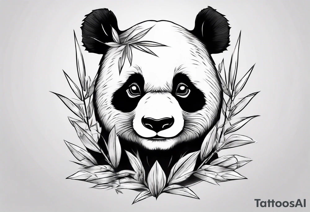 Panda with bamboo tattoo idea