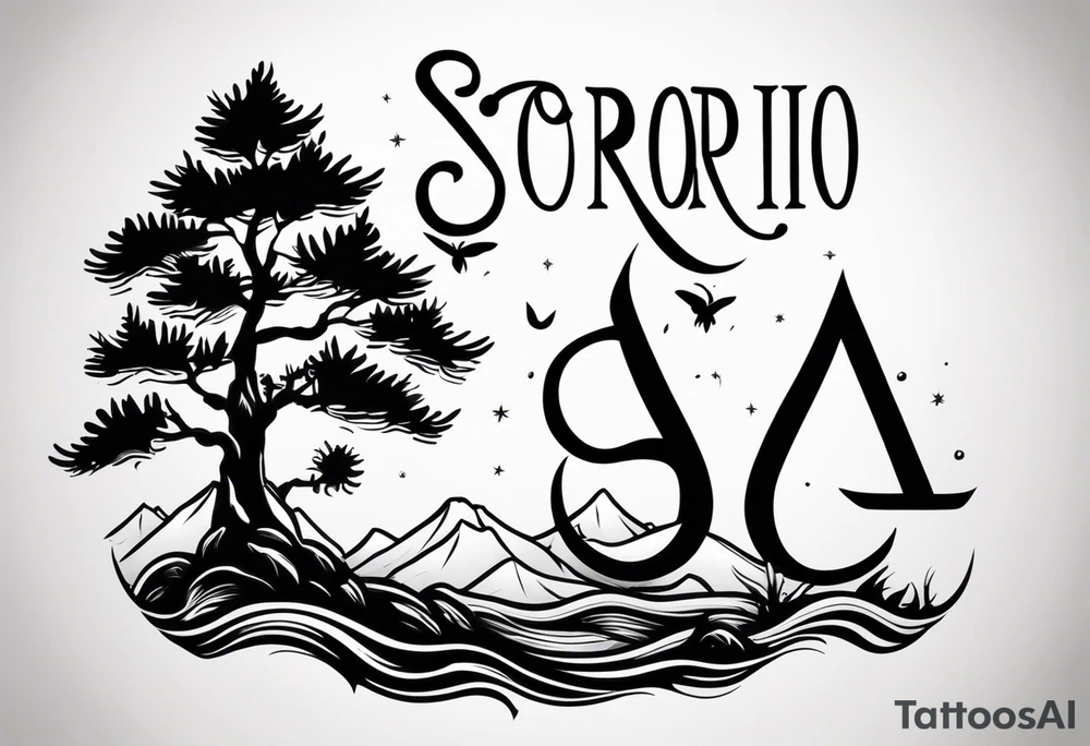 Scorpio and cypress tree tattoo idea