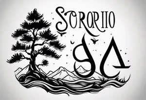 Scorpio and cypress tree tattoo idea