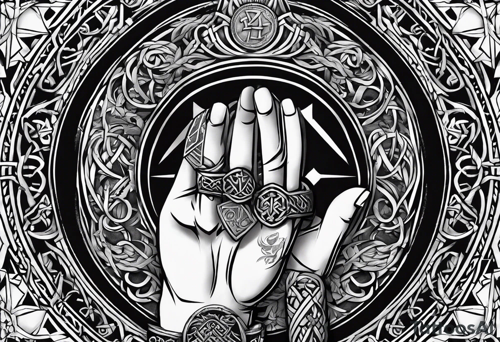 viking runes on fingers tattoo idea