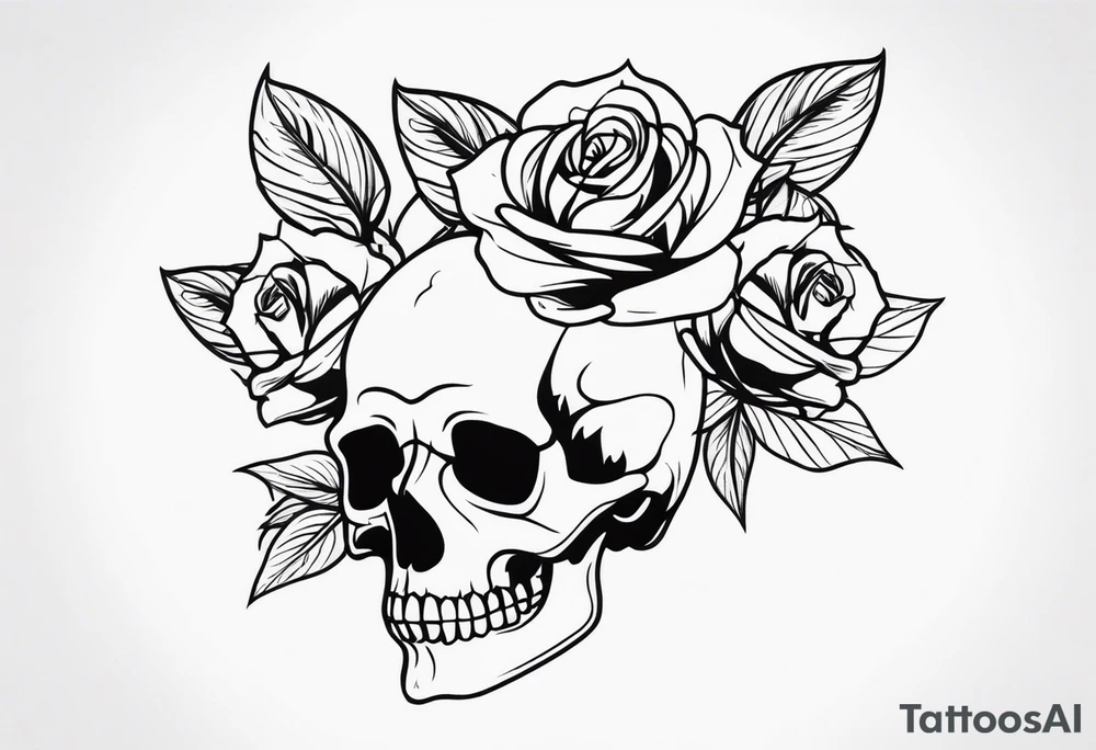 skull and roses tattoo idea
