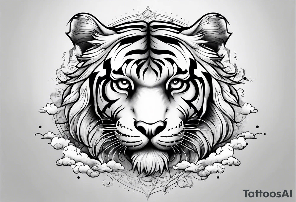 Tiger in clouds tattoo idea