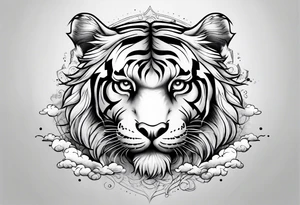 Tiger in clouds tattoo idea