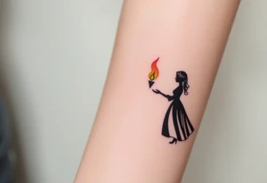 Silhouette of grandmother, mother and daughter passing a flame from oldest to youngest with the flame growing as it goes. tattoo idea