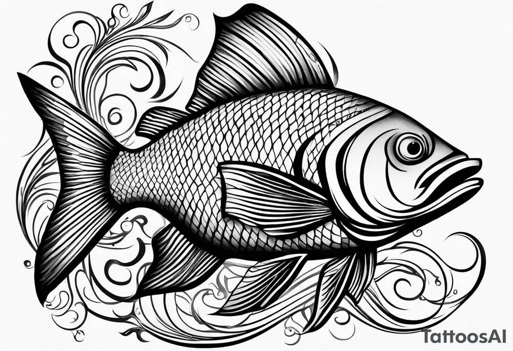 Pinstripe fish tattoo idea