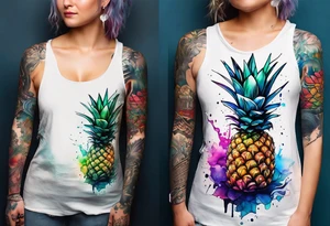 Broken glass watercolour tattoo, pineapple stag, Amsterdam, Amsterdam buildings, Amsterdam canal, space colours, galaxy colours, pineapples tattoo idea