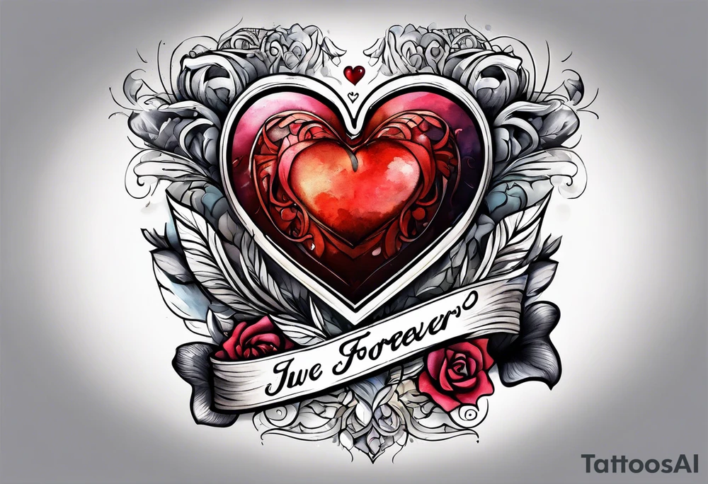 Heart with banner that says Anjay + Gurbux Forever tattoo idea
