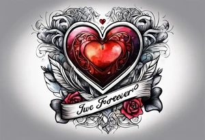 Heart with banner that says Anjay + Gurbux Forever tattoo idea