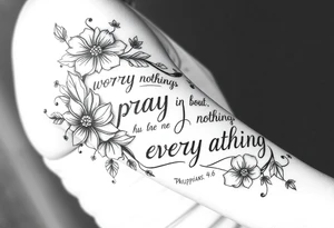philippians 4:6 “worry about nothing, pray about everything”make this into a graphic type of tattoo with no words just meaning. something a black person would get tattoo idea