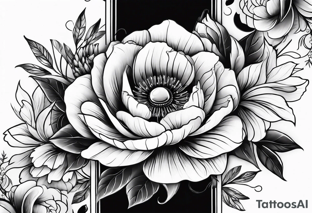 Arm wrap floral dainty with bee tattoo idea