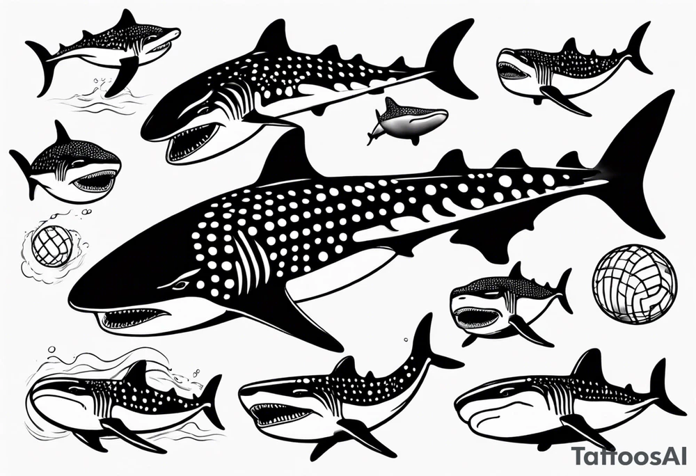 a whale shark playing waterpolo tattoo idea