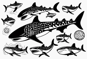 a whale shark playing waterpolo tattoo idea