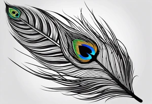 pen wrapped  in peacock feather tattoo idea