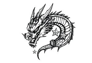 Shenron dragon with 7 star dragon balls tattoo idea