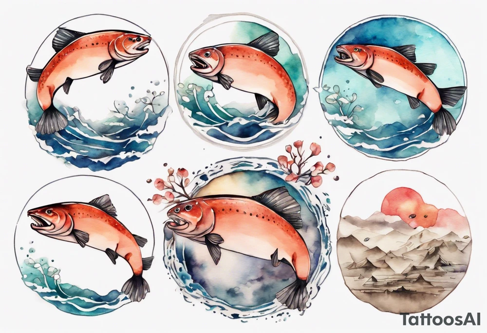 a salmon wearing round glasses tattoo idea