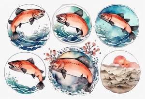 a salmon wearing round glasses tattoo idea