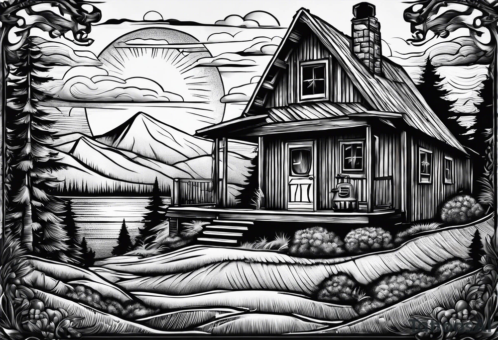 cross, campfire, golf , whiskey glass, cabin tattoo idea cross, campfire, golf , whiskey glass, cabin tattoo idea