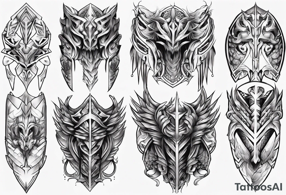 Leg armor symmetrical tattoo idea