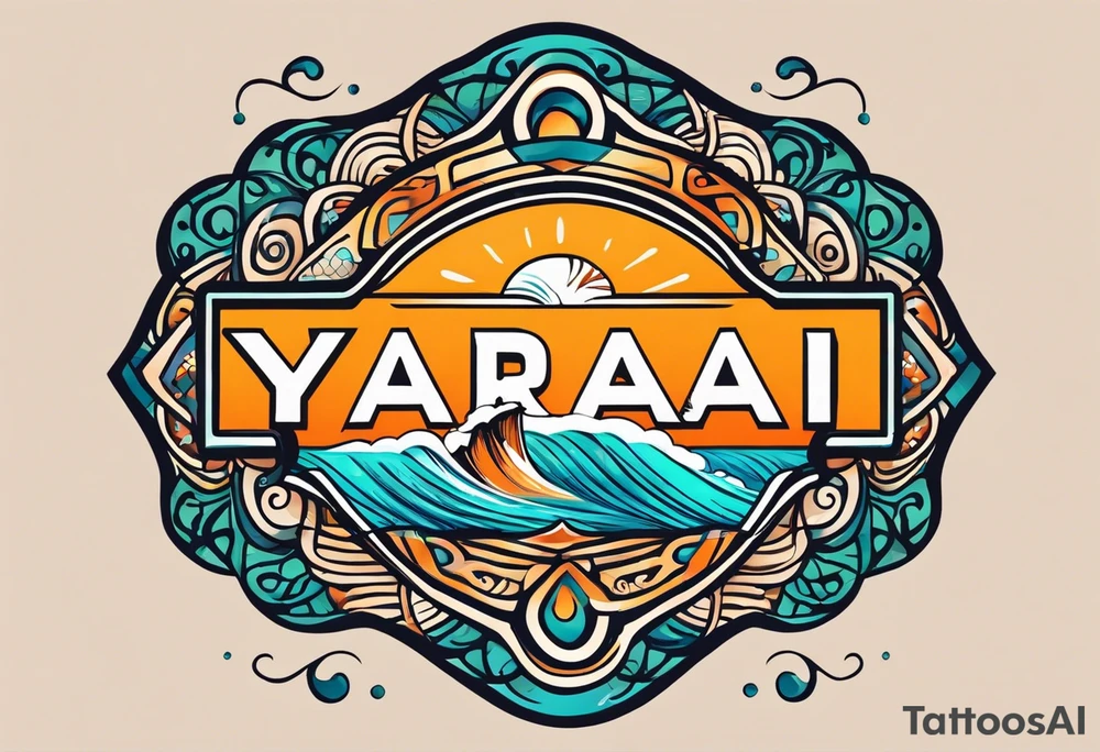 a a simple easily drawn logo for a bikini brand called Yaraí. Simple logo and unique design symbolizing the meaning "lively waters" . Spiral included in the logo tattoo idea