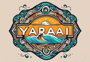 a a simple easily drawn logo for a bikini brand called Yaraí. Simple logo and unique design symbolizing the meaning "lively waters" . Spiral included in the logo tattoo idea