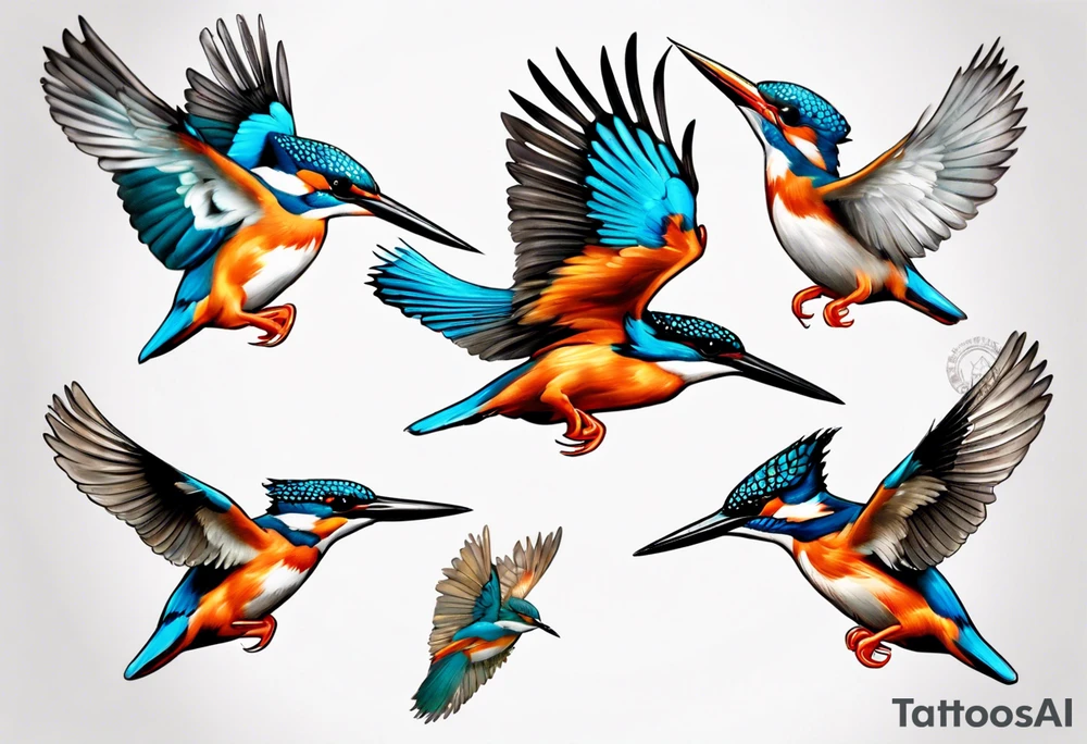 kingfisher taking flight tattoo idea