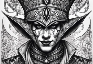 Split-faced
 jester tattoo idea