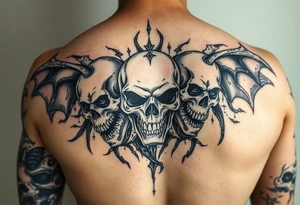 Battle of inner demons skulls demons childhood of pain suffering lifetime of  broken promises heart break for a male full arm sleve tattoo idea