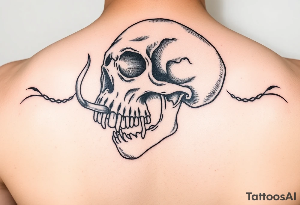 skull with cordyceps fungus smoking out of its mouth tattoo idea