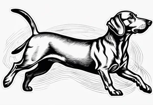 Outline of sausage dog running tattoo idea