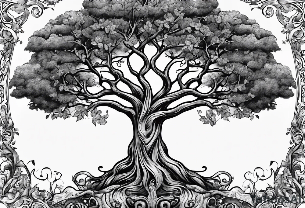 Family tree with the names Kyle Peter Lori tattoo idea