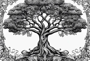 Family tree with the names Kyle Peter Lori tattoo idea