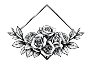 Small Roses filing up the inside of an elongated diamond shape tattoo idea