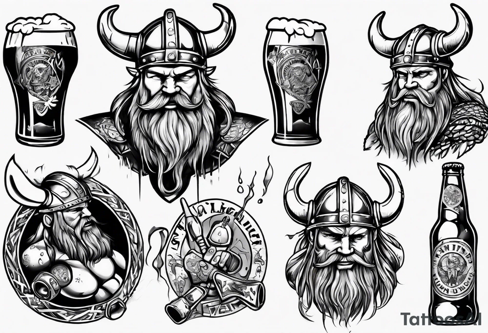 Viking drinking a beer tattoo idea