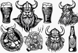 Viking drinking a beer tattoo idea