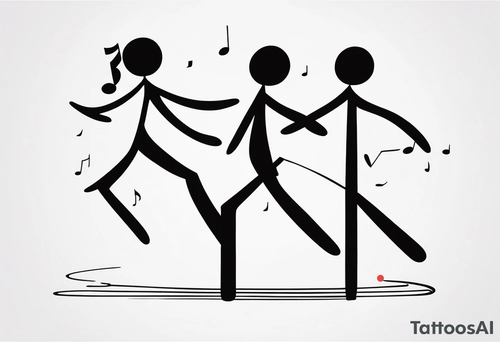 Music quarter notes connecting two dancing stick figures tattoo idea Music quarter notes connecting two dancing stick figures tattoo idea