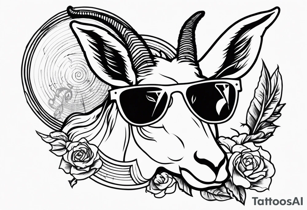 capricorn with sunglasses and shotgun tattoo idea