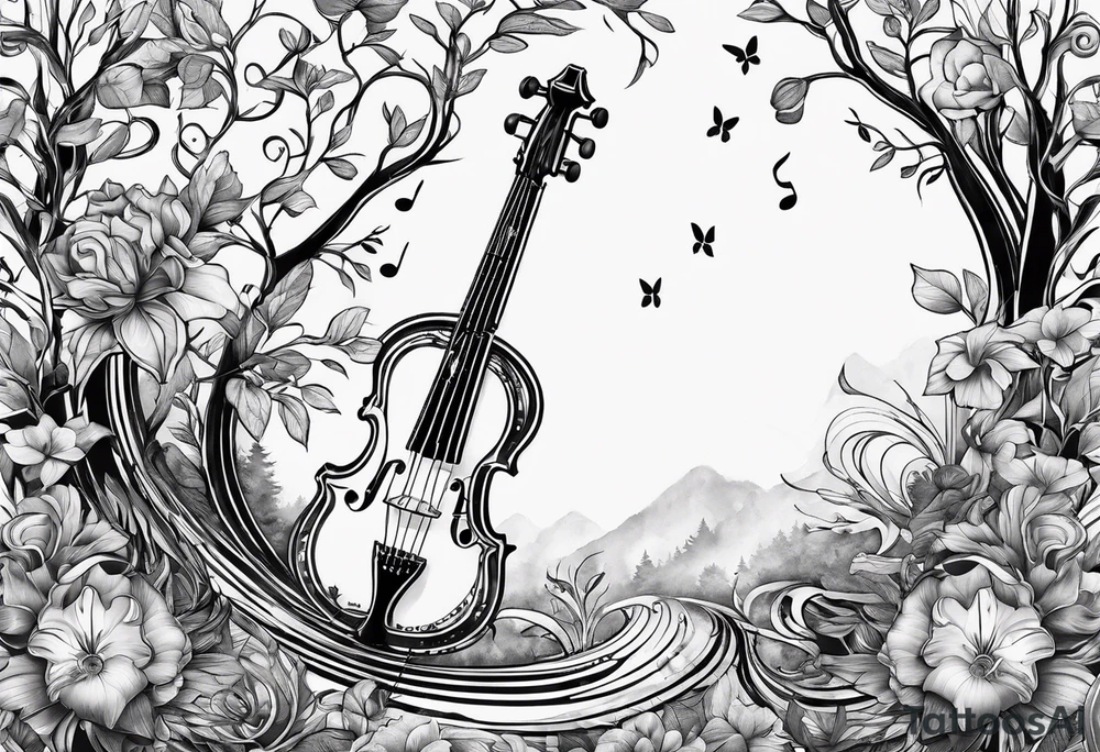 A music note in nature tattoo idea