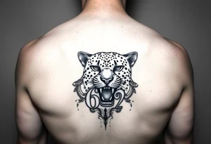 realistic cheetah on the chest with the number 62 somewhere around it tattoo idea