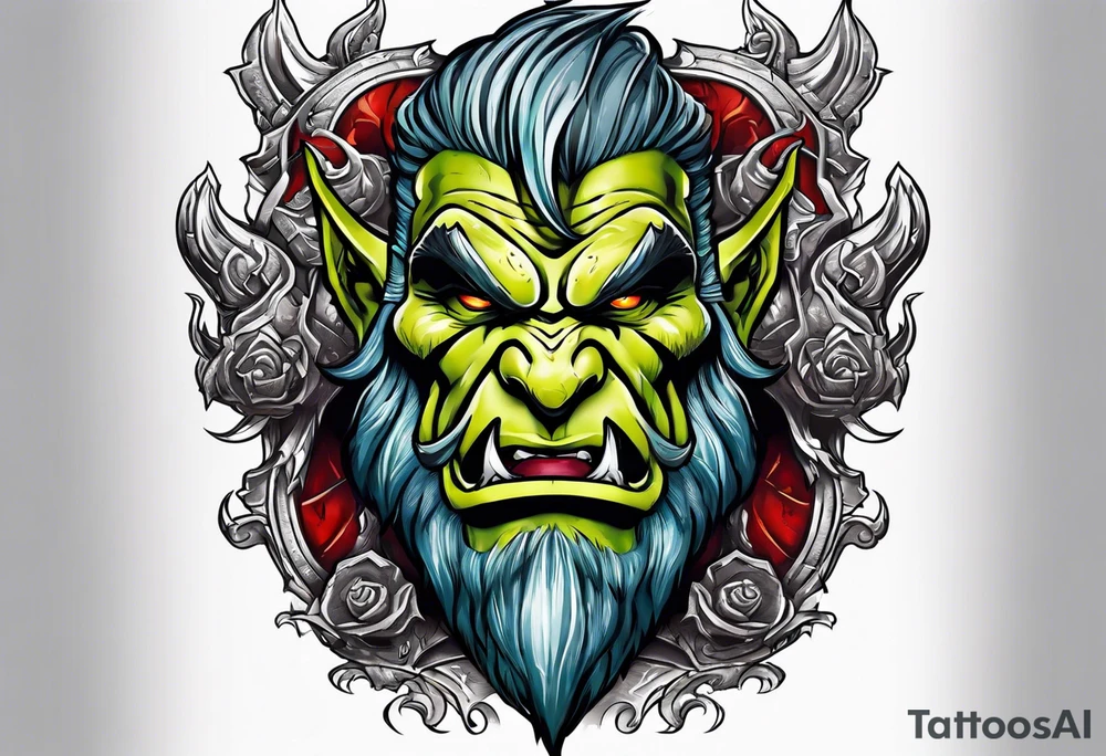 orc coming out of a book tattoo idea