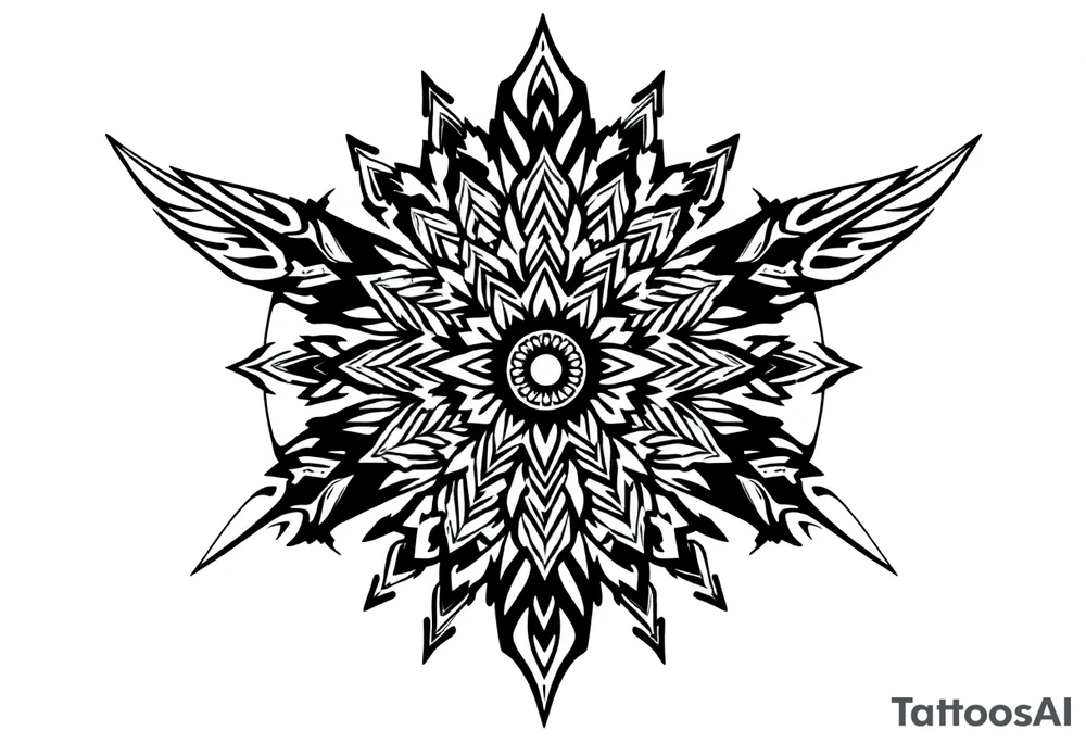spiritual feather indian mandala shaman tattoo idea