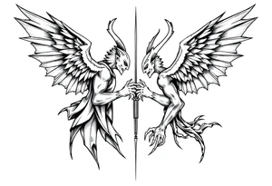 angels vs demons sleeves tattoo idea