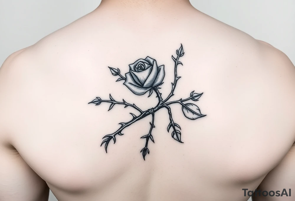 tattoo of a rose thorn vine sewn inside and wrapping around the forearm tattoo idea