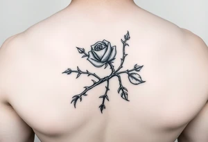 tattoo of a rose thorn vine sewn inside and wrapping around the forearm tattoo idea