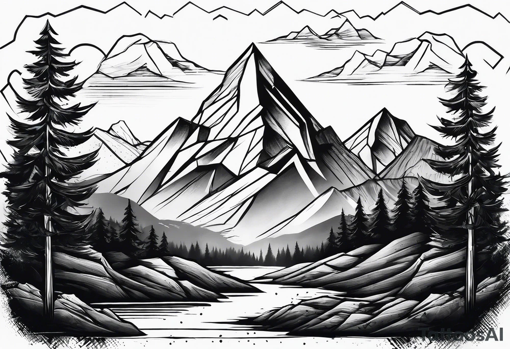 Mountains in a triangle tattoo idea