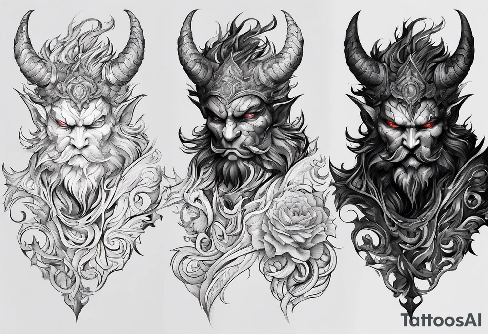 the shadow of a demon following a men tattoo idea