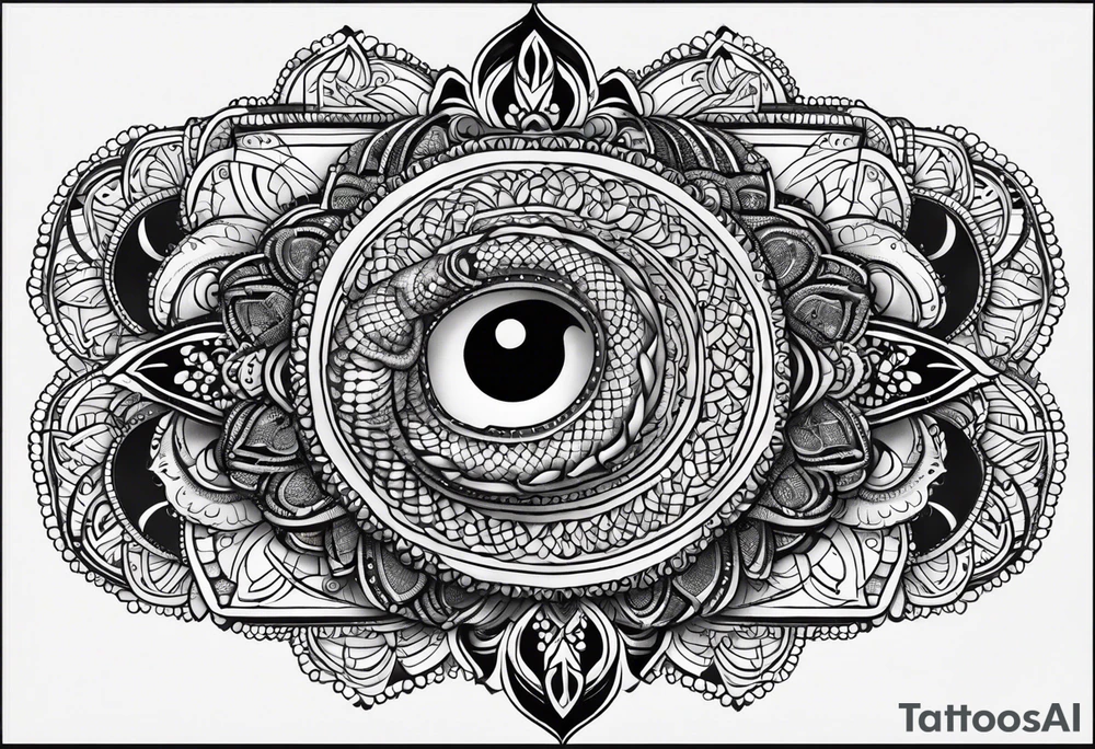 Rattlesnake mandala henna black tattoo design tattoo idea