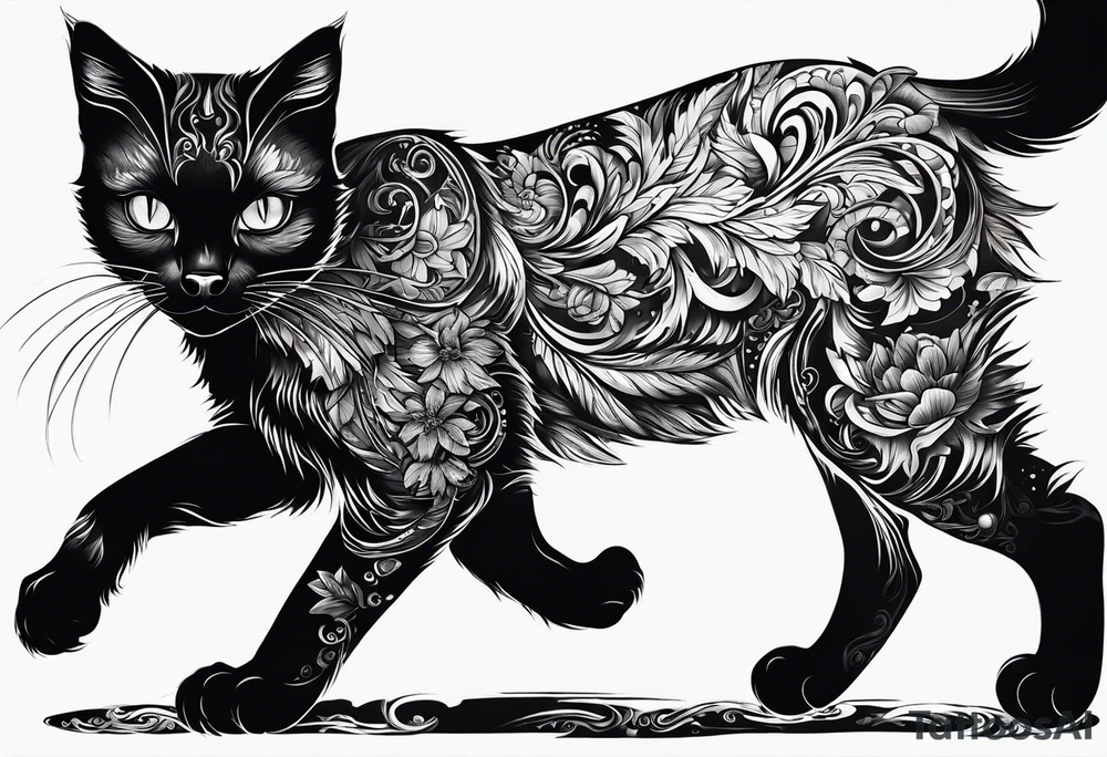 black cat tattoo idea