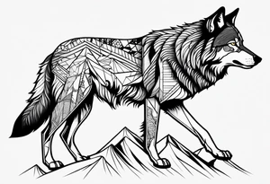 Wolf with mountain tattoo idea