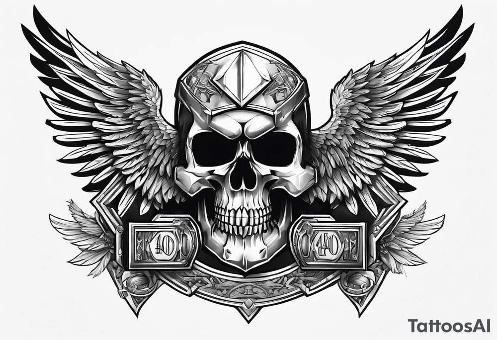 War hammer 40k chest tattoo skull and wings tattoo idea
