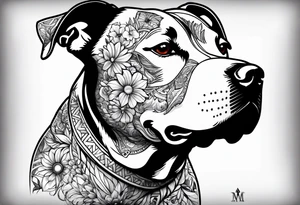 Pitbull flowers Mandela tattoo idea